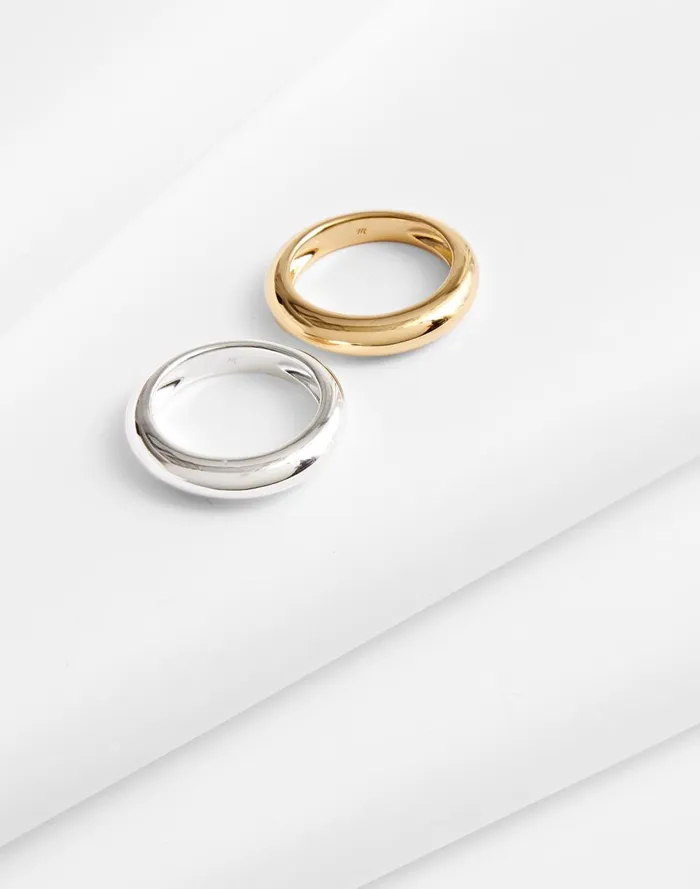 Women Jewelry Madewell DemiFine MixedMetal Stacking Ring Set 14k Gold