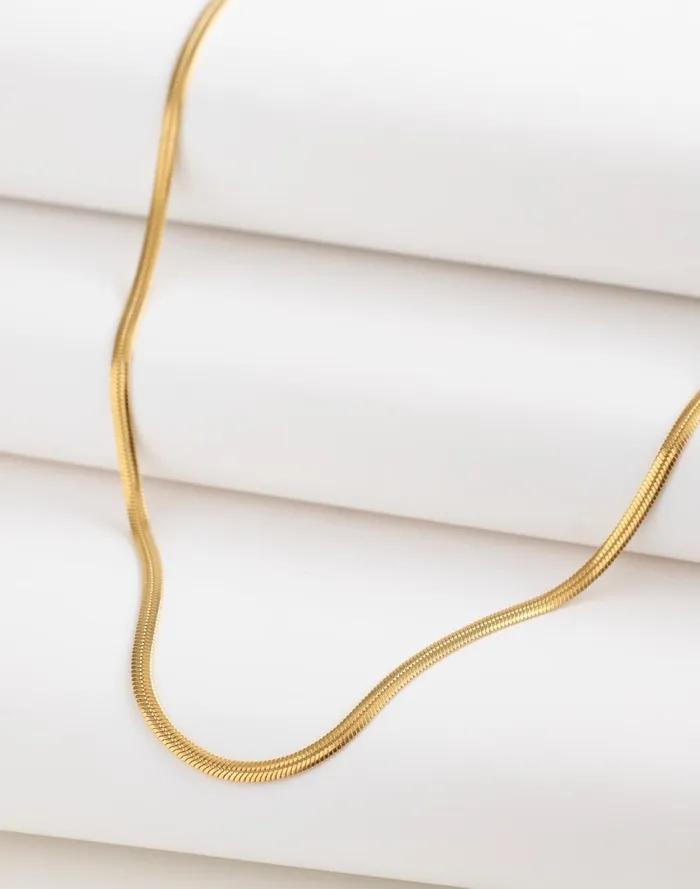 Women Jewelry Madewell DemiFine Skinny Herringbone Chain 14k Gold