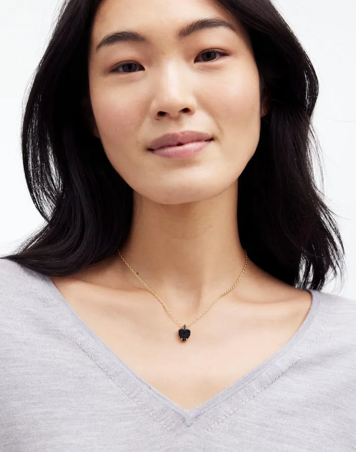 Women Jewelry Madewell Pronged Heart Pendant Necklace Pale Gold