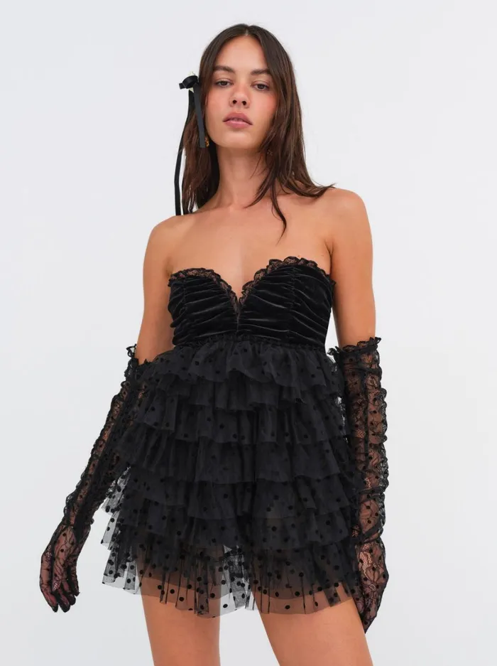 Women Jourdan Off The Shoulder Mini Dress Black For Love and Lemons Dresses