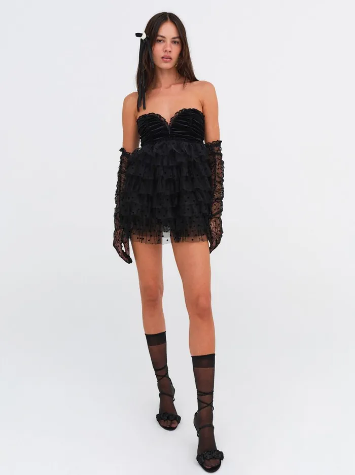 Women Jourdan Off The Shoulder Mini Dress Black For Love and Lemons Dresses