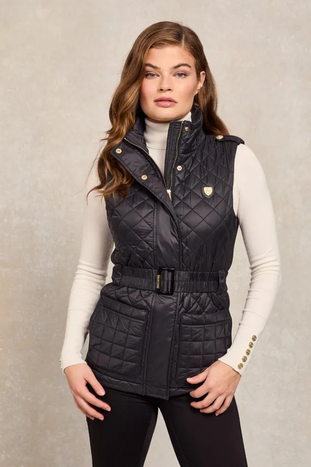 Women Juliana Belted Gilet Black Holland Cooper Gilets