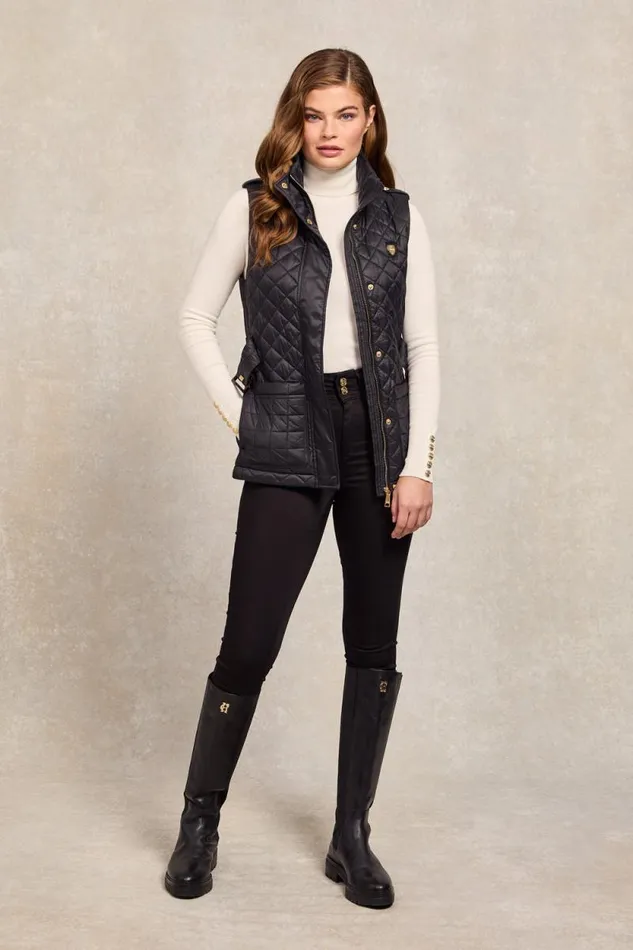 Women Juliana Belted Gilet Black Holland Cooper Gilets