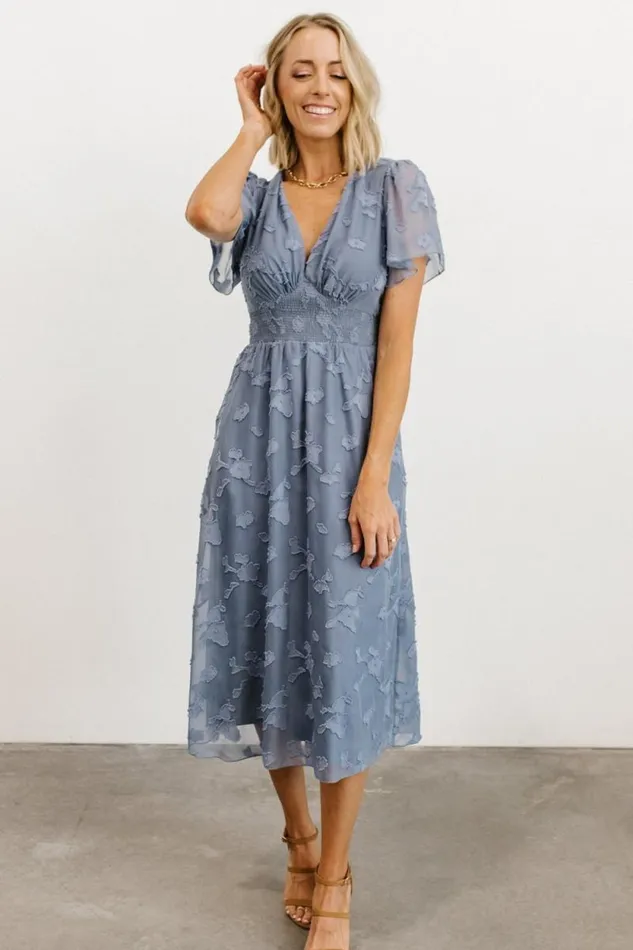 Women June Smocked Midi Dress Blue Baltic Born Midi Dresses