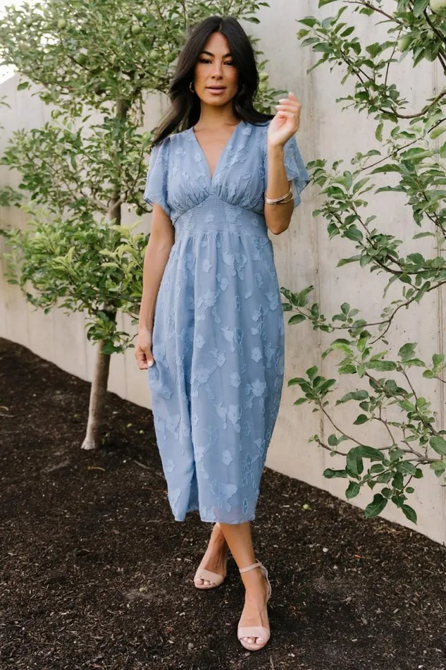 Women June Smocked Midi Dress Blue Baltic Born Midi Dresses Women June Smocked Midi Dress Blue Baltic Born Midi Dresses