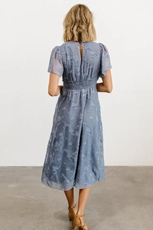 Women June Smocked Midi Dress Blue Baltic Born Midi Dresses Women June Smocked Midi Dress Blue Baltic Born Midi Dresses