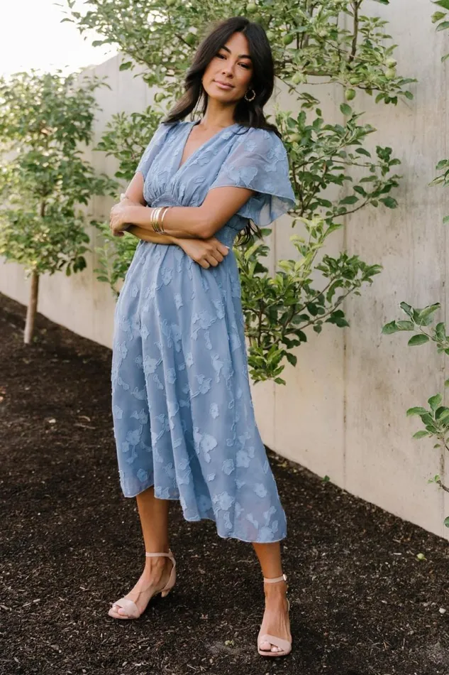 Women June Smocked Midi Dress Blue Baltic Born Midi Dresses Women June Smocked Midi Dress Blue Baltic Born Midi Dresses