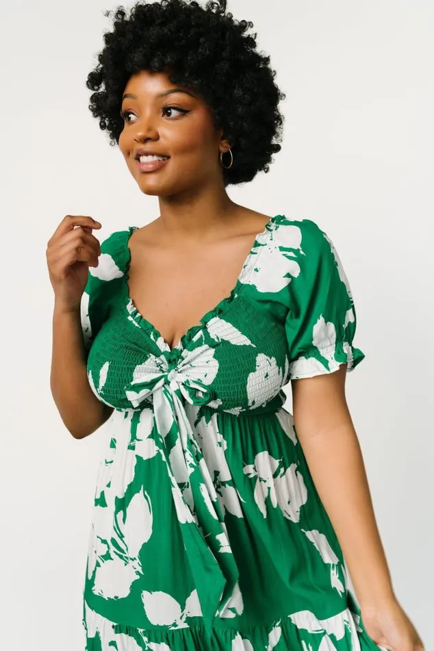 Women Kelley Smocked Maxi Dress Green White Baltic Born Maxi Dresses Women Kelley Smocked Maxi Dress Green White Baltic Born Maxi Dresses