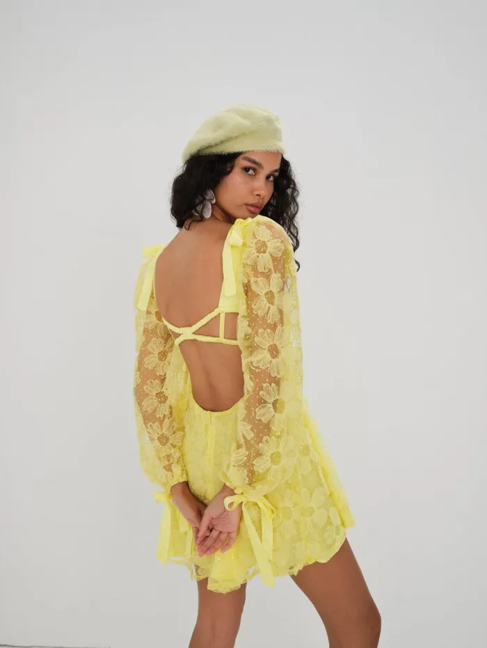 Women Kiersten Mini Dress Yellow For Love and Lemons Dresses Women Kiersten Mini Dress Yellow For Love and Lemons Dresses