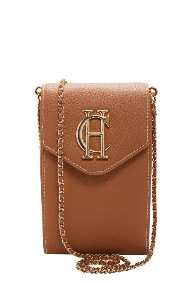 Women Knightsbridge Phone Pouch Tan Gold Holland Cooper Bags