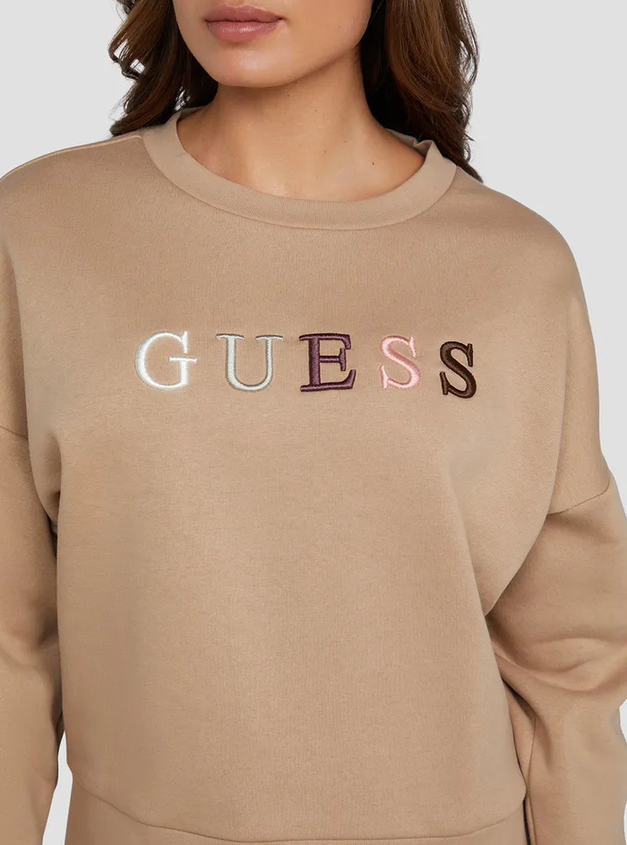 Women Knits and Sweaters GUESS Eco Beige Clara Logo Jumper Women Knits and Sweaters GUESS Eco Beige Clara Logo Jumper