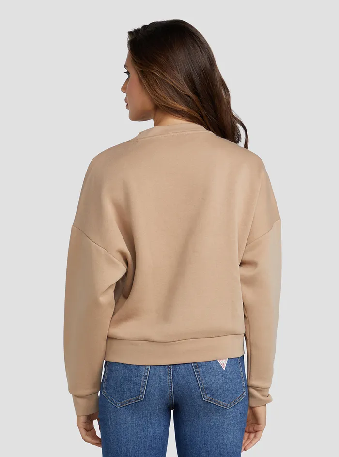 Women Knits and Sweaters GUESS Eco Beige Clara Logo Jumper Women Knits and Sweaters GUESS Eco Beige Clara Logo Jumper