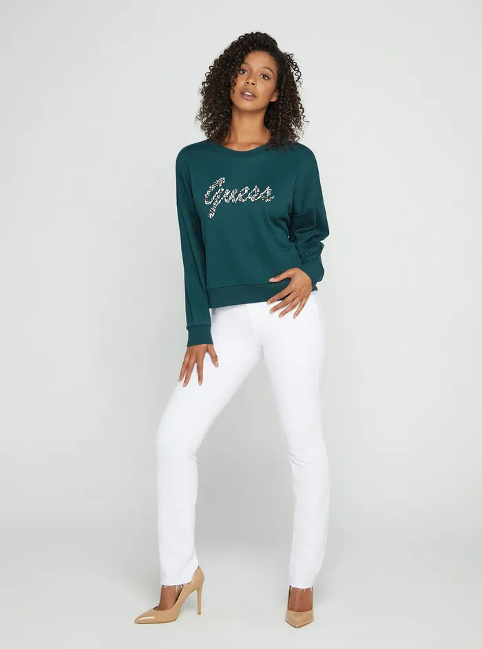 Women Knits and Sweaters GUESS Eco Teal Manila Logo Jumper