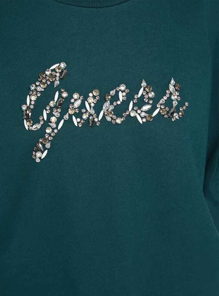 Women Knits and Sweaters GUESS Eco Teal Manila Logo Jumper