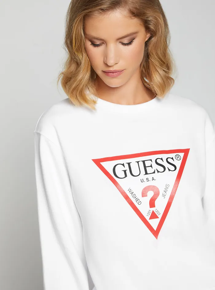 Women Knits and Sweaters GUESS Eco White Original Fleece Logo Jumper Women Knits and Sweaters GUESS Eco White Original Fleece Logo Jumper