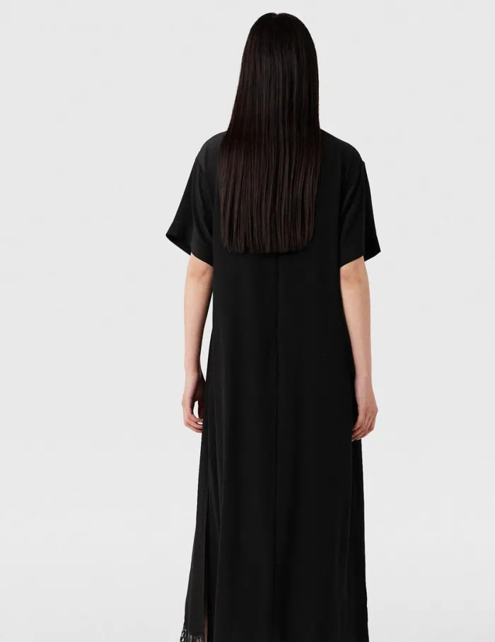 Women Lace Insert Short Sleeve Maxi Dress Midnight Black Stella McCartney Dresses Women Lace Insert Short Sleeve Maxi Dress Midnight Black Stella McCartney Dresses