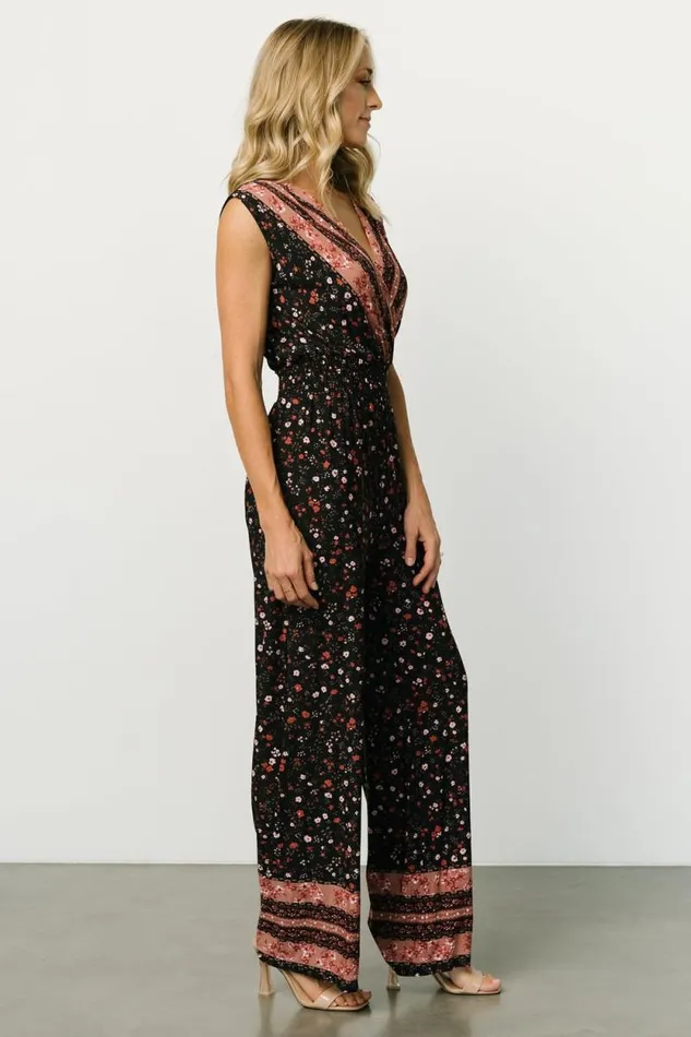 Women Lana Smocked Jumpsuit Black Floral Baltic Born Jumpsuits and Rompers Women Lana Smocked Jumpsuit Black Floral Baltic Born Jumpsuits and Rompers