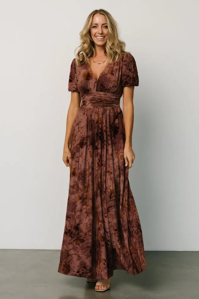 Women Leslie Velvet Maxi Dress Dusty Clove Baltic Born Maxi Dresses