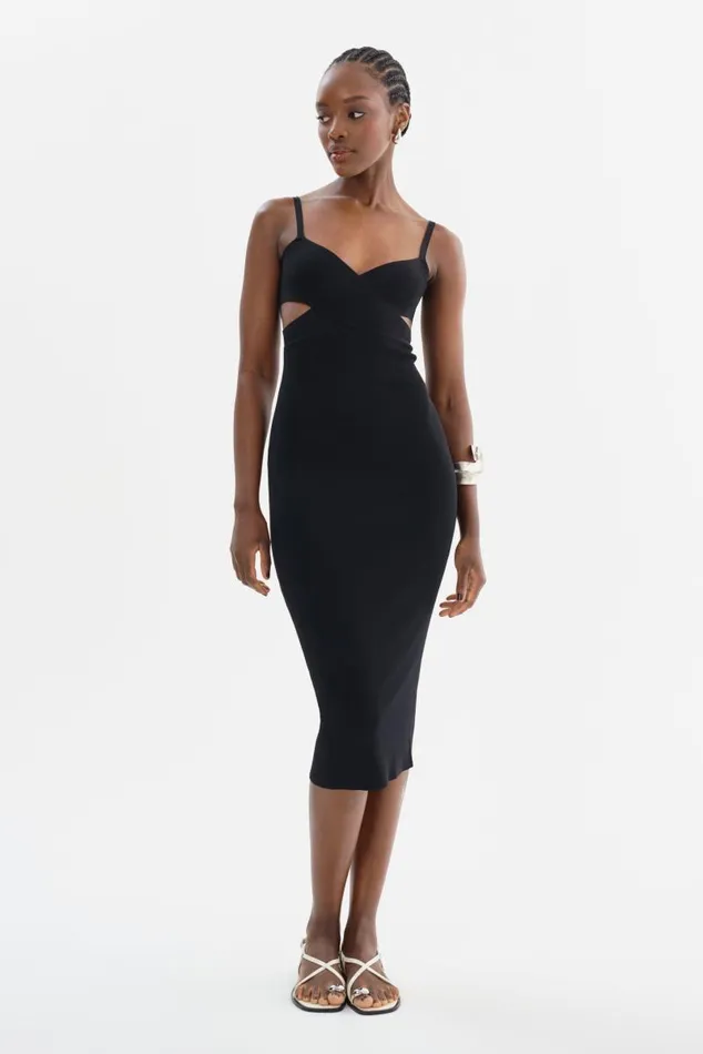 Women LIDIA Midi Knit Dress Black LAMARQUE Dresses