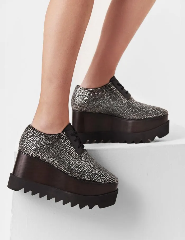 Women Limited Edition Elyse Crystal Platforms Crystal Black Stella McCartney Wedges Women Limited Edition Elyse Crystal Platforms Crystal Black Stella McCartney Wedges