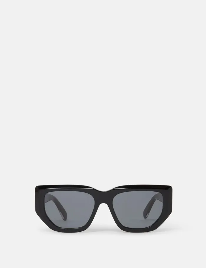 Women Logo CatEye Sunglasses Glossy Black And Gold Stella McCartney Sunglasses
