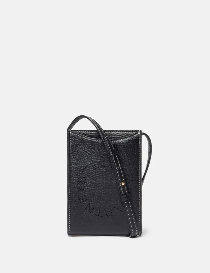 Women Logo Grainy Alter Mat Crossbody Phone Pouch Black Stella McCartney Logo Bag
