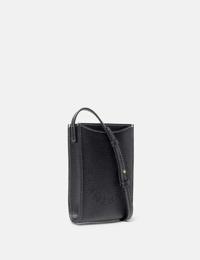 Women Logo Grainy Alter Mat Crossbody Phone Pouch Black Stella McCartney Logo Bag Women Logo Grainy Alter Mat Crossbody Phone Pouch Black Stella McCartney Logo Bag