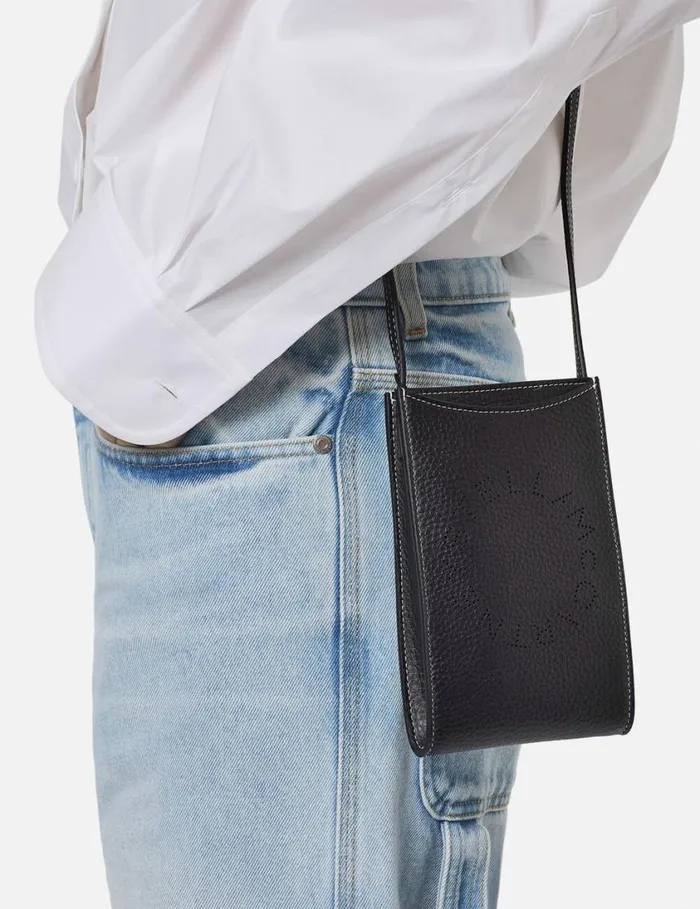 Women Logo Grainy Alter Mat Crossbody Phone Pouch Black Stella McCartney Logo Bag Women Logo Grainy Alter Mat Crossbody Phone Pouch Black Stella McCartney Logo Bag