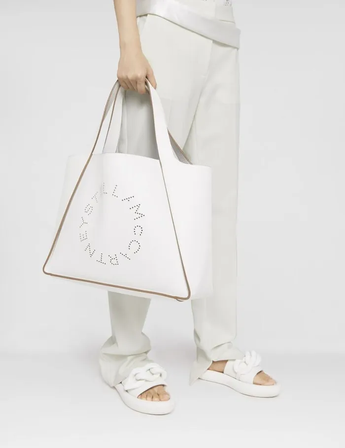 Women Logo Grainy Alter Mat Tote Bag Pure White Stella McCartney TopHandle Bags Women Logo Grainy Alter Mat Tote Bag Pure White Stella McCartney TopHandle Bags
