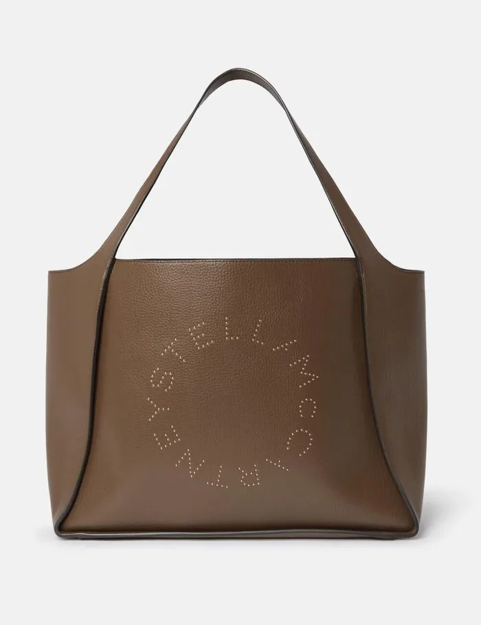 Women Logo Large Tote Bag Chocolate Brown Stella McCartney TopHandle Bags