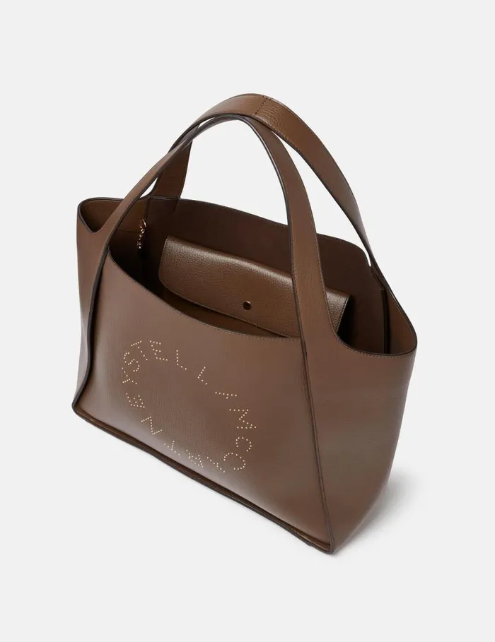 Women Logo Large Tote Bag Chocolate Brown Stella McCartney TopHandle Bags