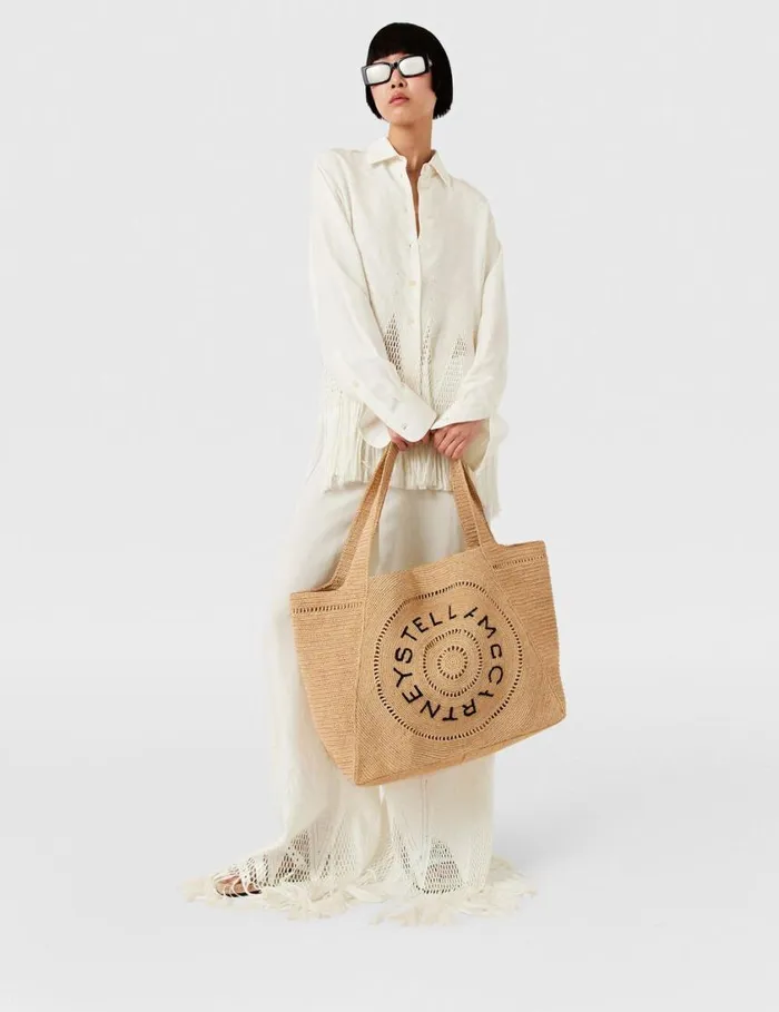 Women Logo Raffia Large Tote Bag Natural Stella McCartney Tote Bags