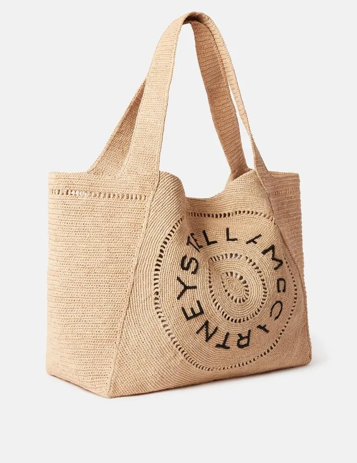 Women Logo Raffia Large Tote Bag Natural Stella McCartney Tote Bags
