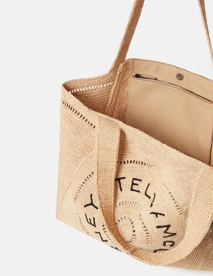 Women Logo Raffia Large Tote Bag Natural Stella McCartney Tote Bags