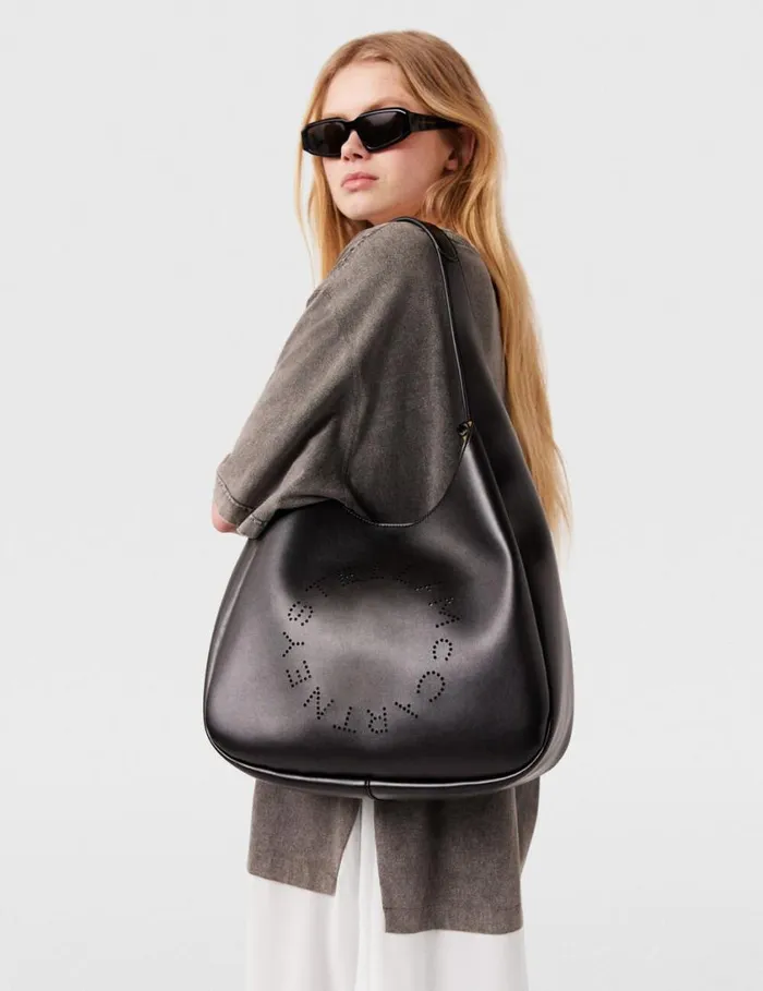 Women Logo Slouchy Hobo Tote Bag Pitch Black Stella McCartney TopHandle Bags Women Logo Slouchy Hobo Tote Bag Pitch Black Stella McCartney TopHandle Bags