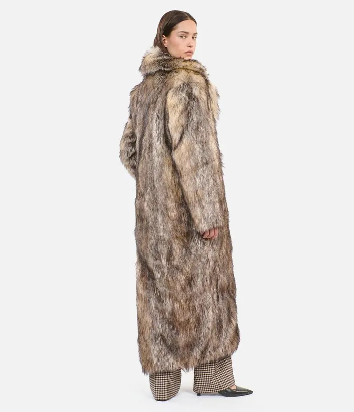 Women Long Beige Fureffect Coat THE KOOPLES Coats and Jackets
