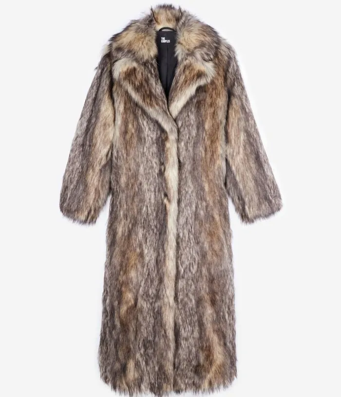 Women Long Beige Fureffect Coat THE KOOPLES Coats and Jackets