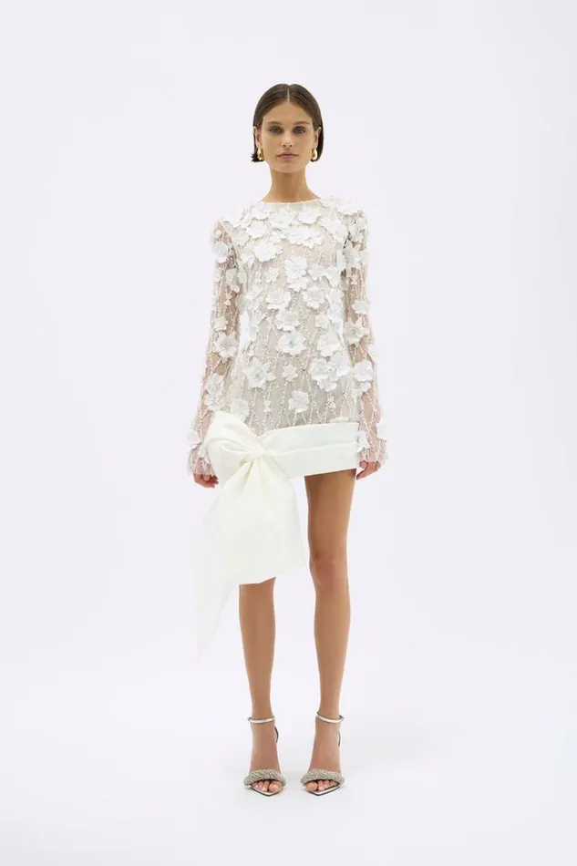 Women Long Sleeve Dresses Rachel Gilbert LANDON BOW MINI