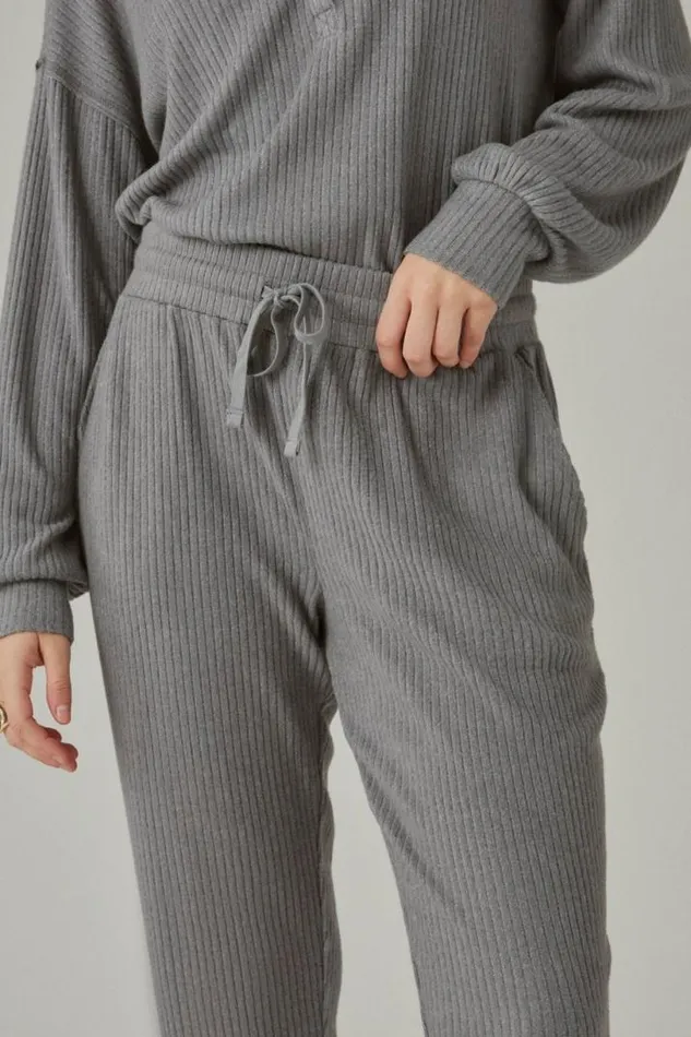 Women Lucky Brand Activewear Cloud Rib Jogger Medium Heather Grey