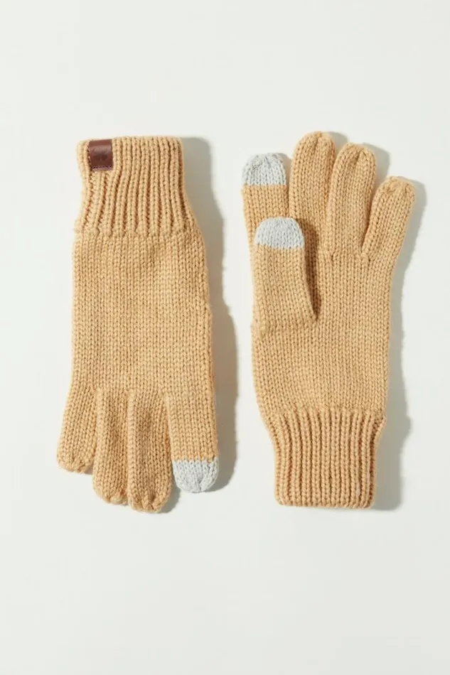 Women Lucky Brand Gloves Ribbed Wool Knit Texting Glove Medium Beige