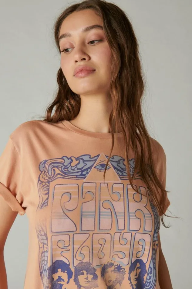 Women Lucky Brand Graphic Tees Pink Floyd Art Neu Boyfriend Tee Sand Storm