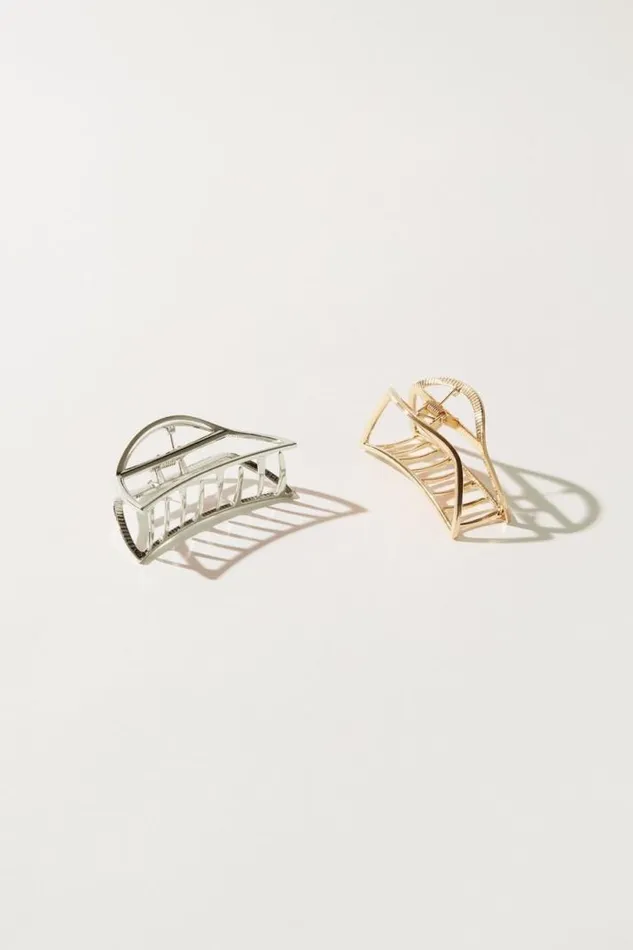 Women Lucky Brand Hair Accessories Metal Open Claw Set Gold