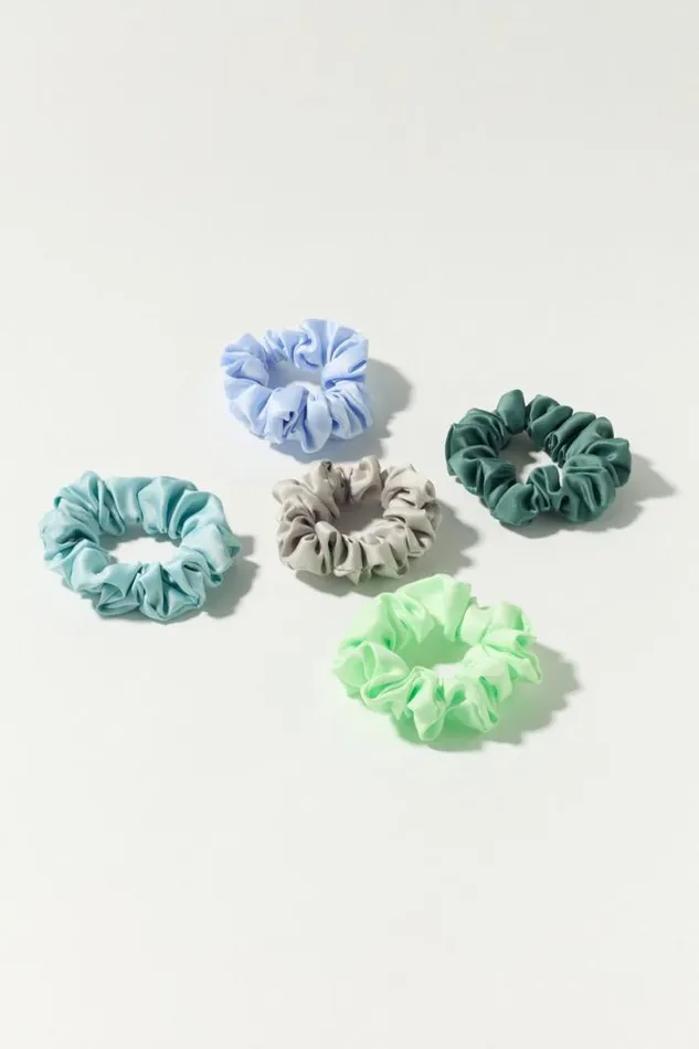 Women Lucky Brand Hair Accessories Satin Scrunchie 5 Pk Medium Dark Blue