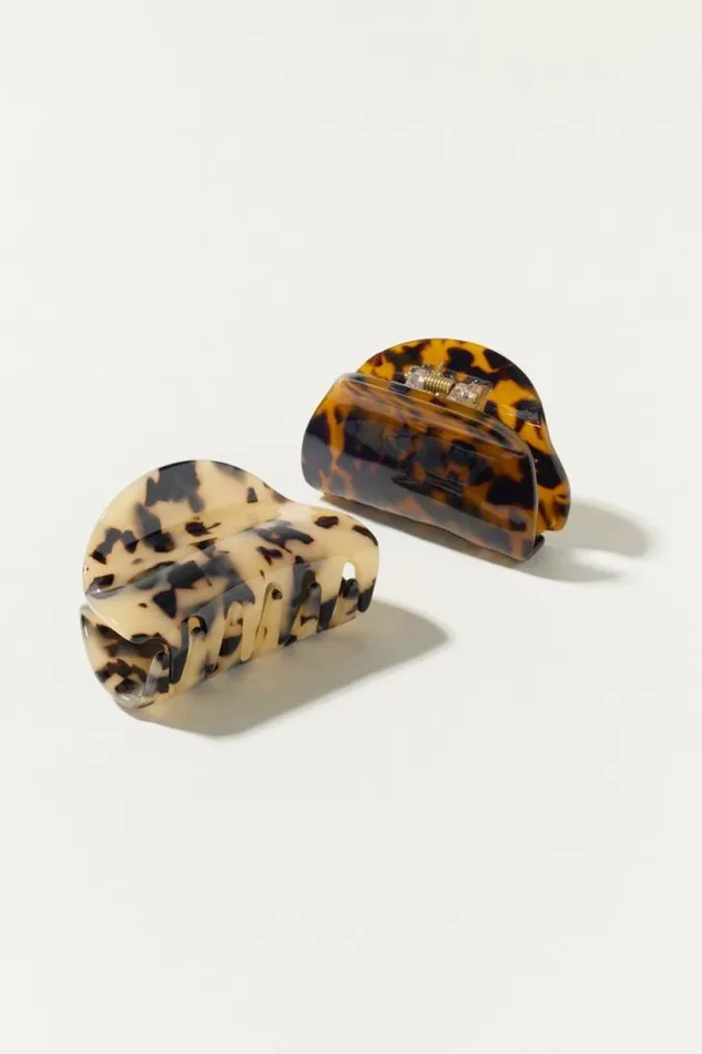 Women Lucky Brand Hair Accessories Tortoise Claw 2 Pk Dark Brown