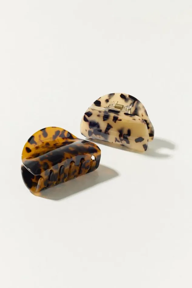 Women Lucky Brand Hair Accessories Tortoise Claw 2 Pk Dark Brown