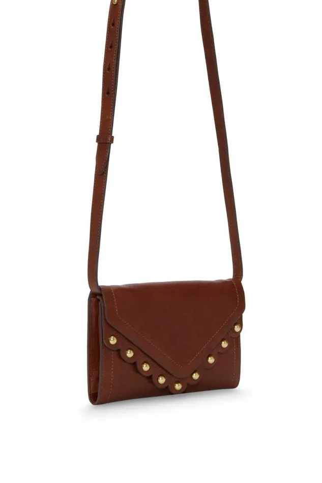 Women Lucky Brand Handbags Ruth Scalloped Crossbody Bag Dark Brown