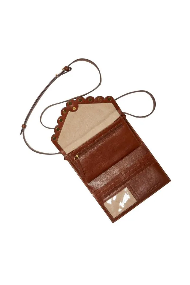 Women Lucky Brand Handbags Ruth Scalloped Crossbody Bag Dark Brown