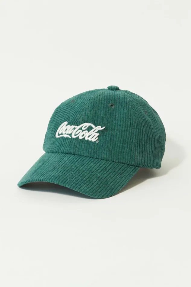 Women Lucky Brand Hats Cordurory Coca Cola Basbeball Dark Green