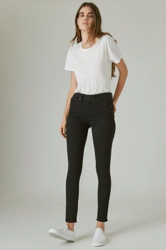 Women Lucky Brand Jeans High Rise Bridgette Skinny Clean Black