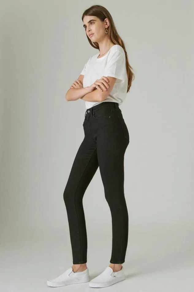 Women Lucky Brand Jeans High Rise Bridgette Skinny Clean Black